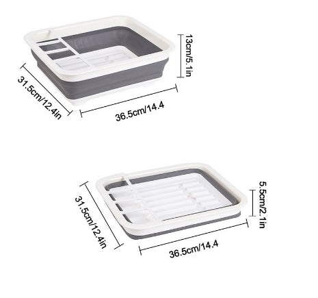 Foldable Dish Drying Rack with Drainer – Space-Saving Kitchen Organizer