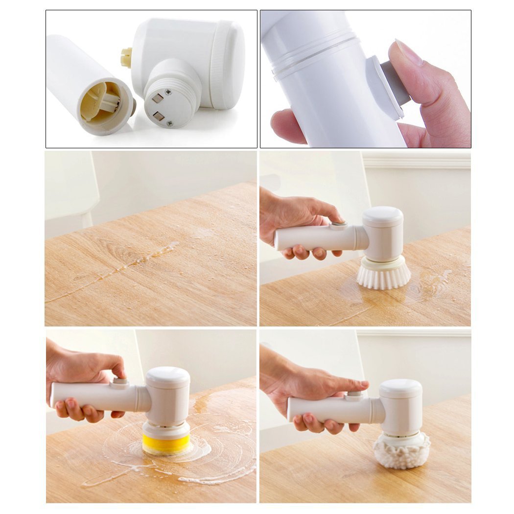 Rechargeable Electric Cleaning Brush 5-In-1 with 3 Brush Heads