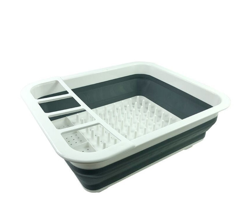 Foldable Dish Drying Rack with Drainer – Space-Saving Kitchen Organizer