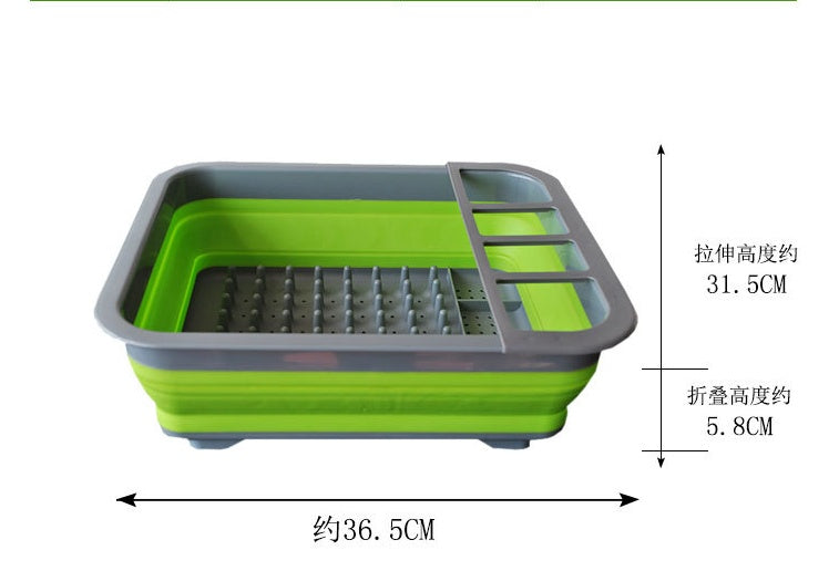 Foldable Dish Drying Rack with Drainer – Space-Saving Kitchen Organizer