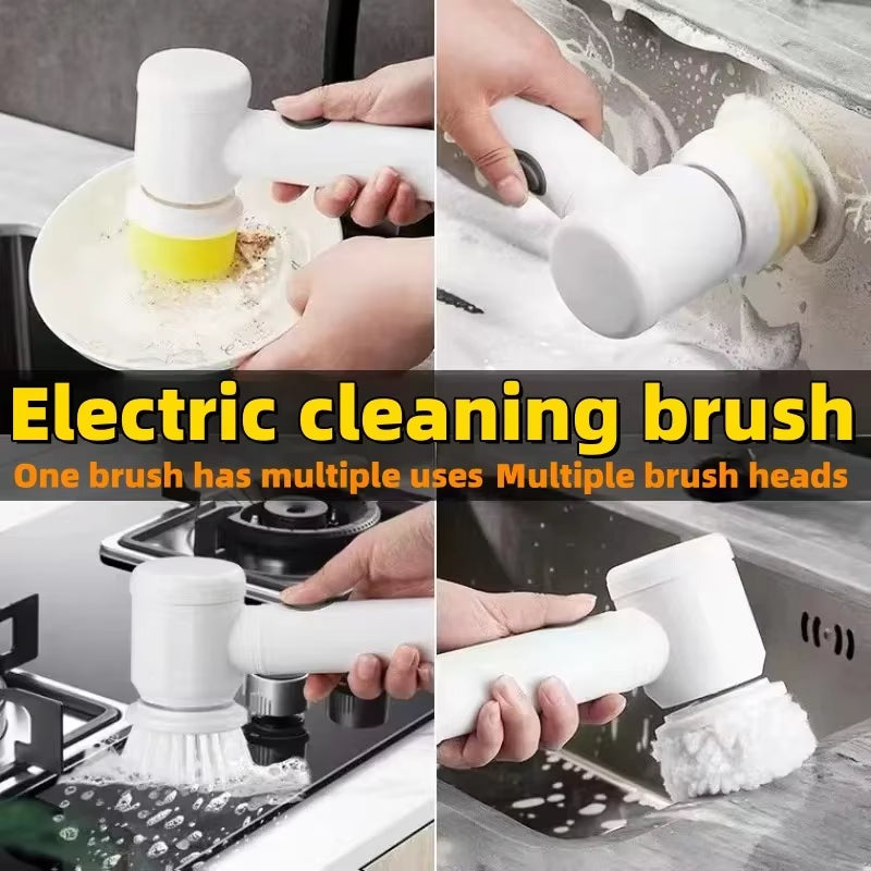 Rechargeable Electric Cleaning Brush 5-In-1 with 3 Brush Heads