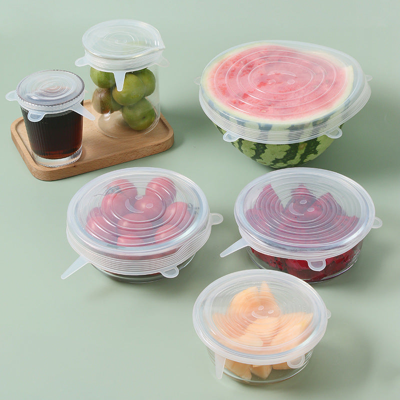 6-Piece Silicone Stretch Lids Set – Reusable Food Storage Covers for Any Container