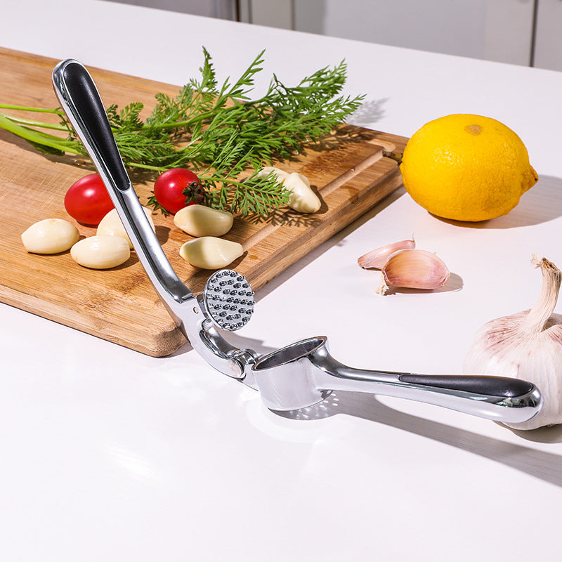 Heavy-Duty Zinc Alloy Garlic Press- No Peel Needed