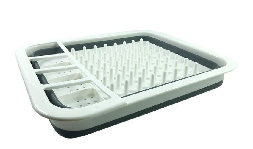 Foldable Dish Drying Rack with Drainer – Space-Saving Kitchen Organizer