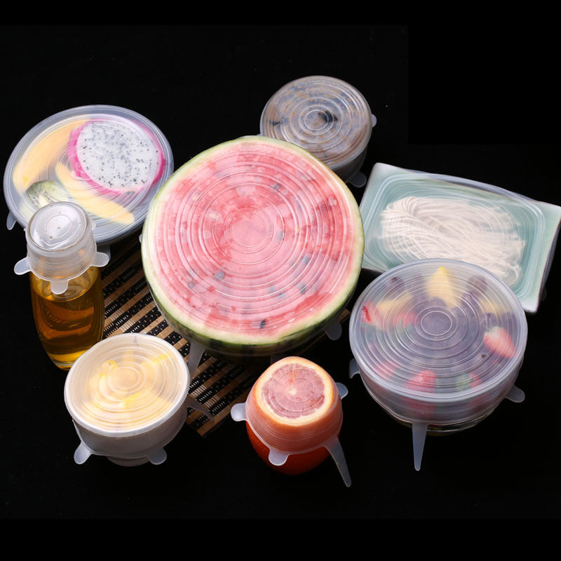 6-Piece Silicone Stretch Lids Set – Reusable Food Storage Covers for Any Container