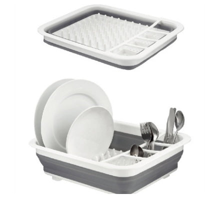 Foldable Dish Drying Rack with Drainer – Space-Saving Kitchen Organizer