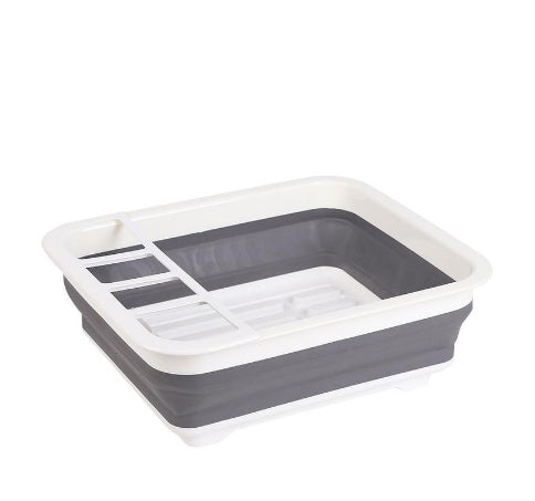 Foldable Dish Drying Rack with Drainer – Space-Saving Kitchen Organizer