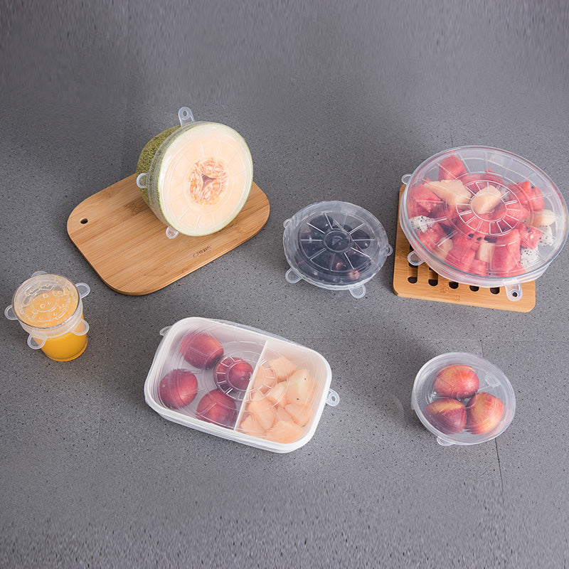 6-Piece Silicone Stretch Lids Set – Reusable Food Storage Covers for Any Container