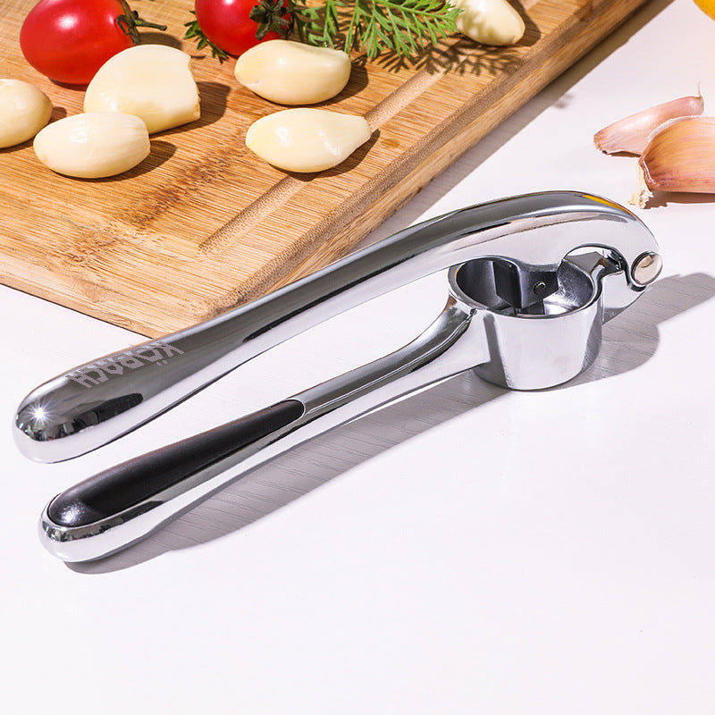 Heavy-Duty Zinc Alloy Garlic Press- No Peel Needed